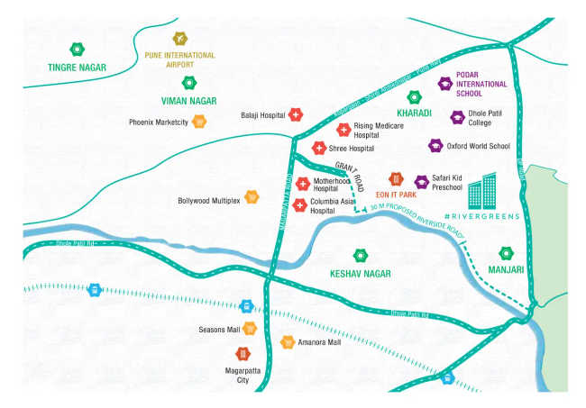 Godrej The Rivergreens Manjri - Location Map