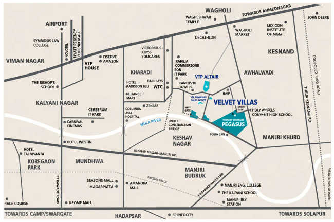 VTP Velvet Villas Kharadi - Location Map