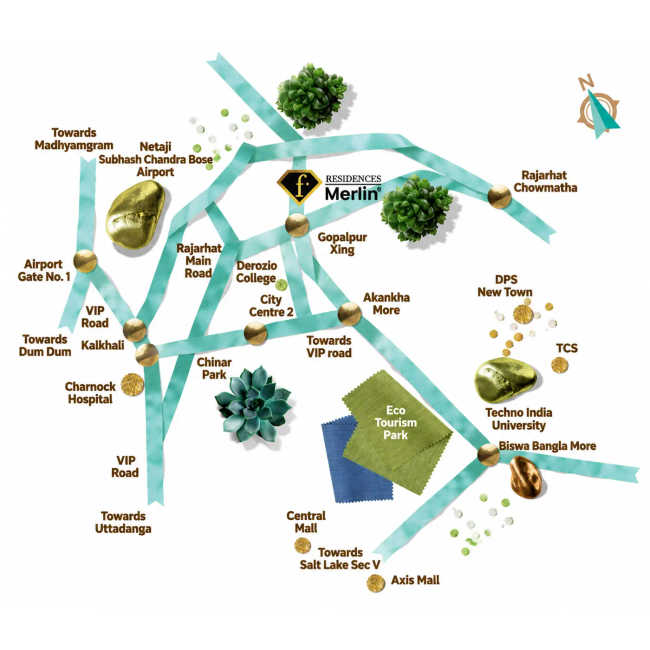 F Residences Merlin Rajarhat - Location Map