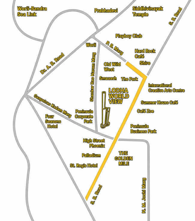 Lodha World View Worli - Location Map