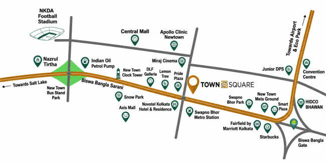 Srijan Town Square New Town - Location Map