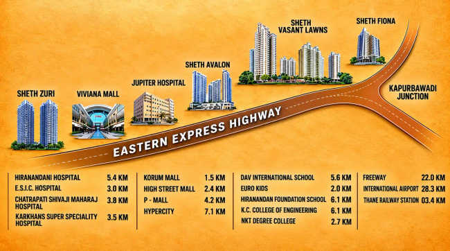 Sheth Vasant Lawns Majiwada - Location Map