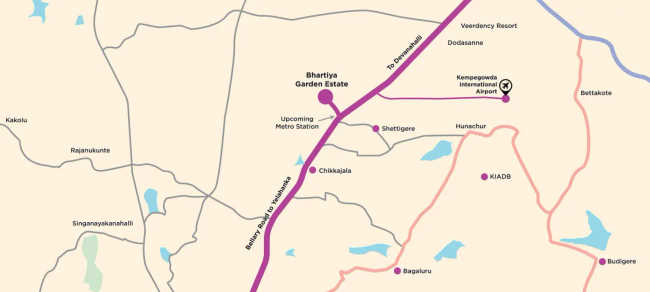 Bhartiya Garden Estate Nikoo 7 Sadahalli - Location Map
