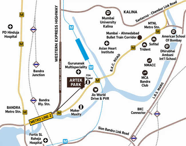 Wadhwa Artek Park Bandra - Location Map