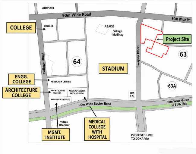 DLF The Aureva Sector 63 - Location Map
