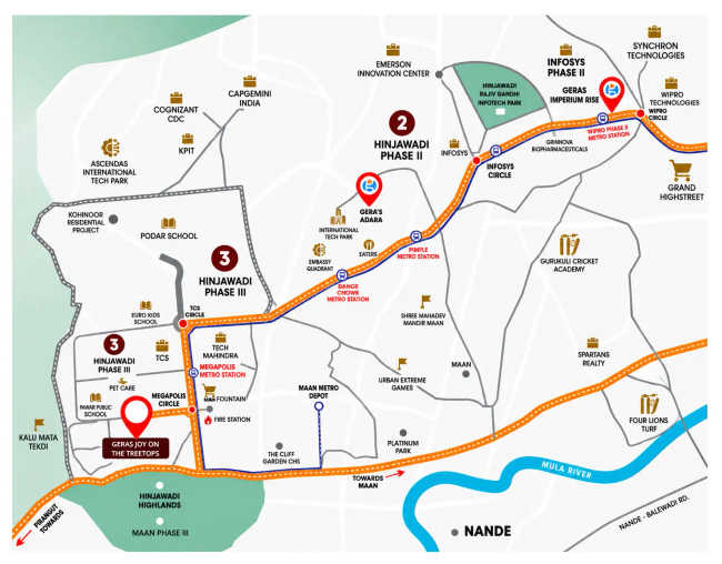 Geras Joy on the Treetops Hinjewadi - Location Map