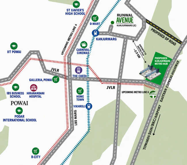 Runwal Broadway Kanjurmarg - Location Map