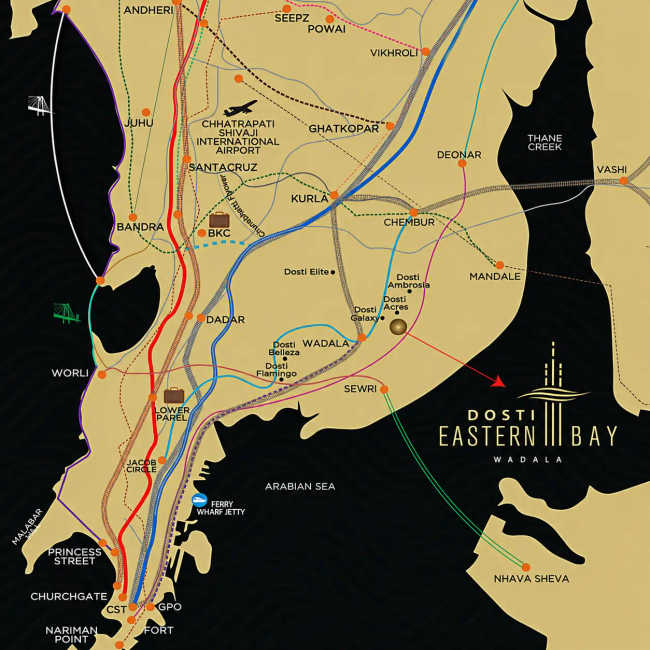 Dosti Eastern Bay Wadala - Location Map