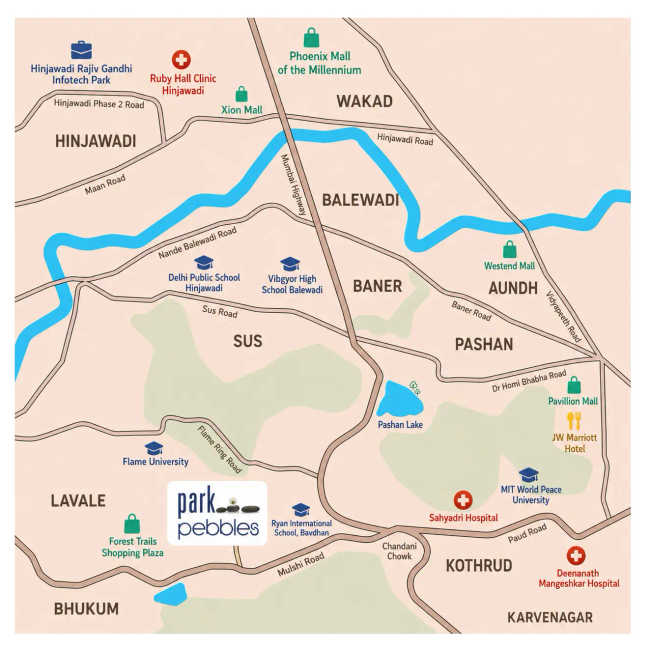 Pride Purple Park Pebbles Bhugaon - Location Map