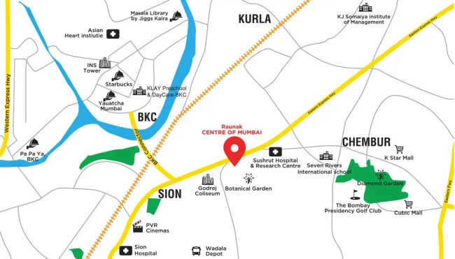 Raunak Codename Centre of Mumbai Sion - Location Map