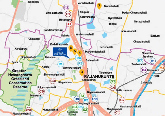 Surya Valencia Yelahanka - Location Map