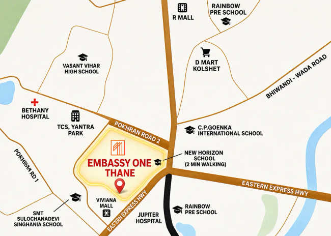Embassy One Pokhran Road 2 - Location Map