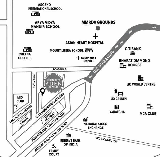 Rustomjee Aden Bandra - Location Map