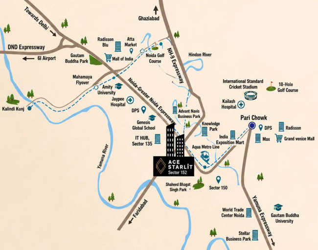 Ace Starlit Sector 152 - Location Map