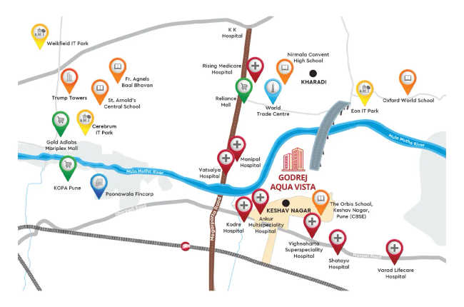 Godrej Aqua Vista Mundhwa - Location Map
