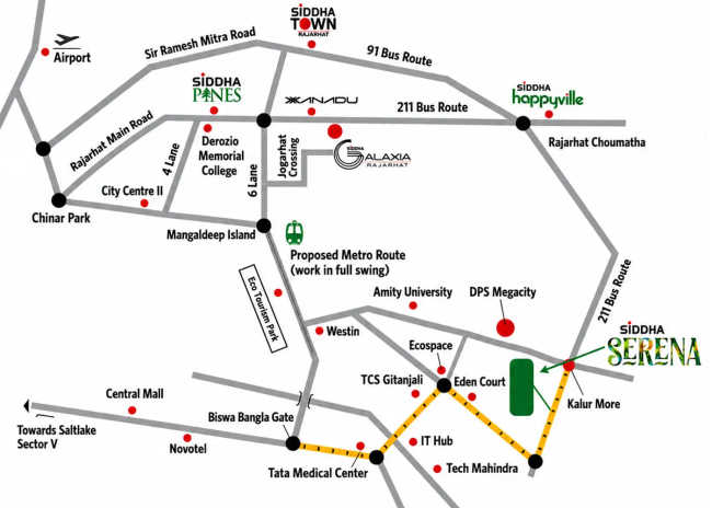 Siddha Serena New Town - Location Map