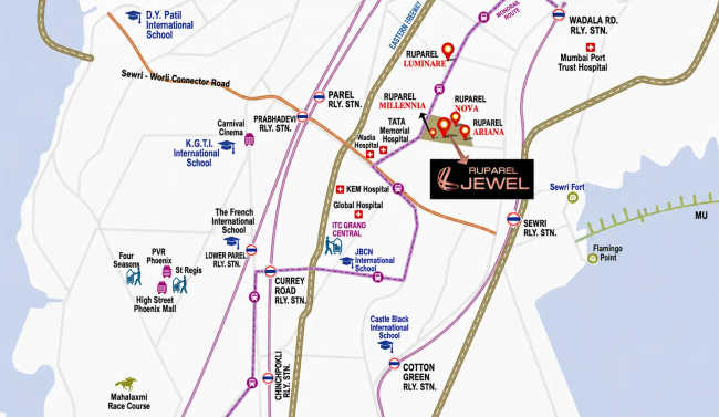 Ruparel Jewel Parel - Location Map