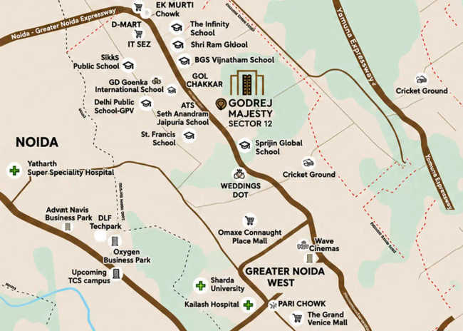 Godrej Majesty Sector 12 Greater Noida - Location Map