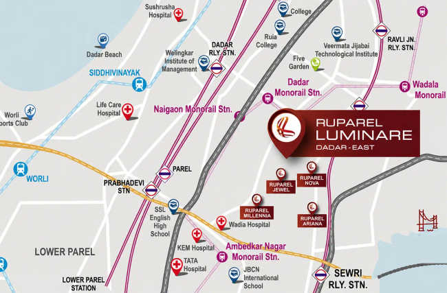 Ruparel Luminare Dadar - Location Map