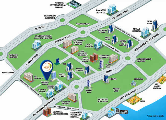 Pacifica Aurum Villas Padur - Location Map