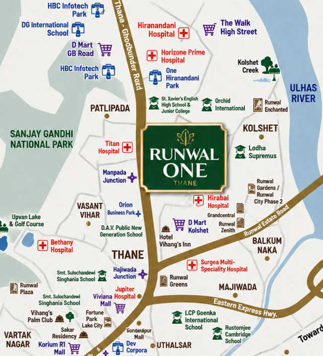 Runwal One Ghodbunder Road - Location Map