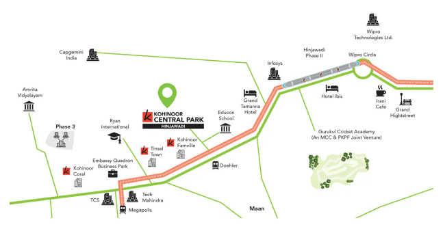 Kohinoor Central Park Hinjewadi - Location Map
