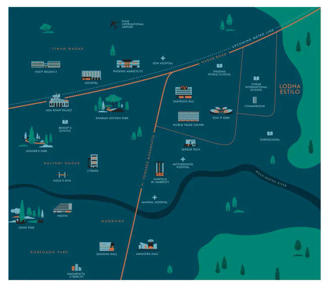 Lodha Estilo Kharadi - Location Map