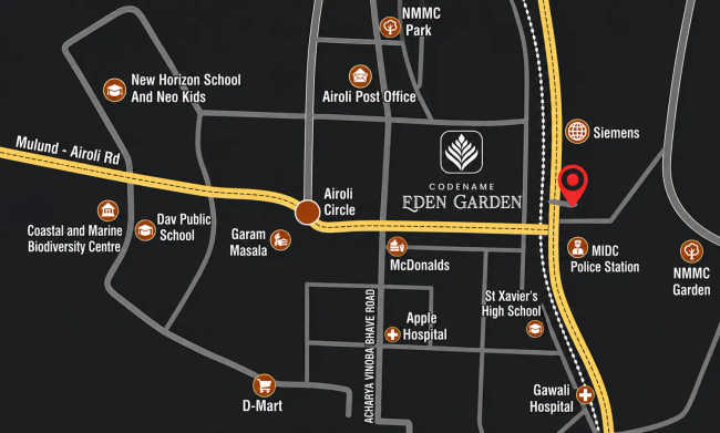 Today Eden Garden Airoli - Location Map