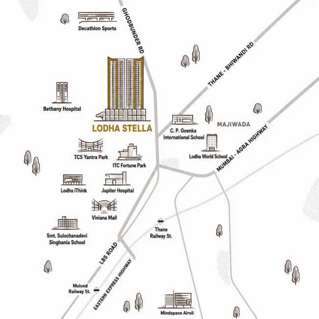 Lodha Stella Ghodbunder Road - Location Map