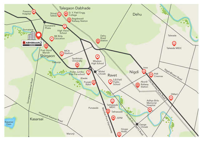 Kohinoor Abhimaan Homes Shirgaon - Location Map