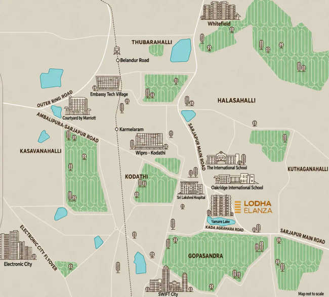 Lodha Elanza Dommasandra - Location Map