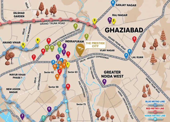 The Prestige City Indirapuram Extension - Location Map