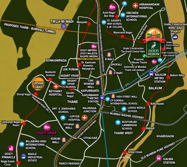Dosti Heron Balkum - Location Map