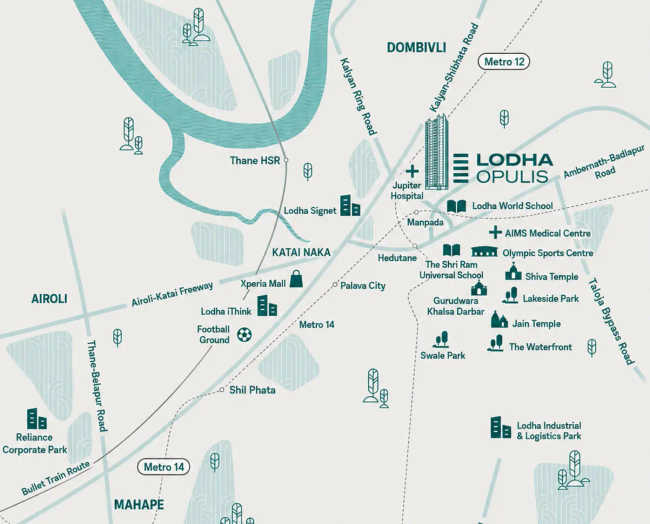 Lodha Opulis Dombivali - Location Map