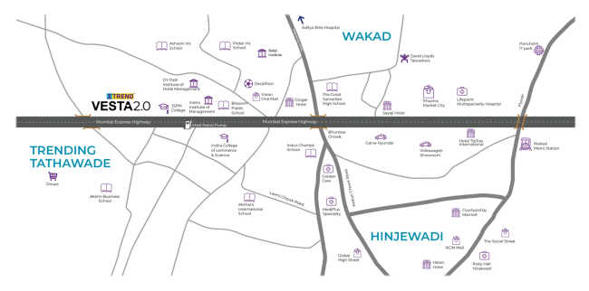 Saheel Itrend Vesta Tathawade - Location Map