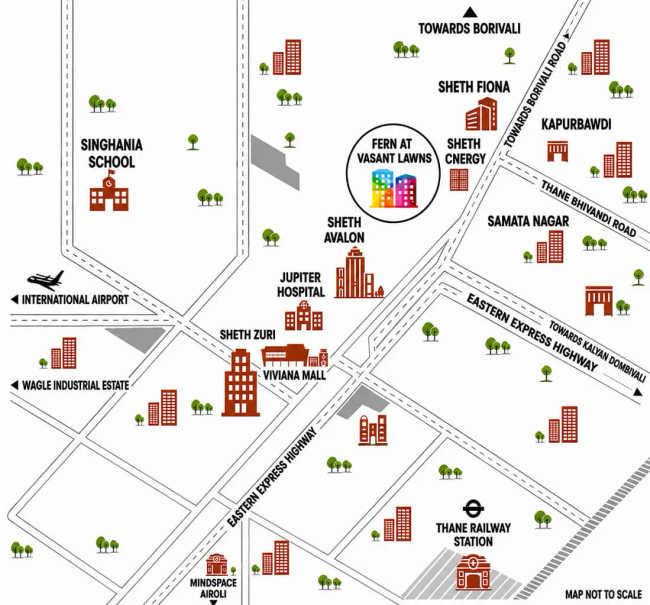 Sheth Vasant Lawns Majiwada - Location Map