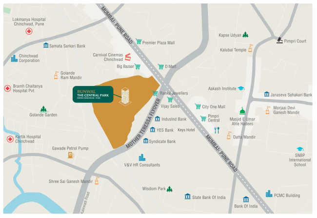 Runwal The Central Park Pimpri Chinchwad - Location Map