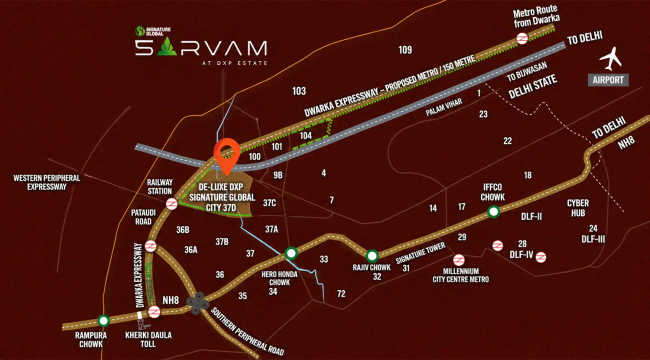 Signature Global Sarvam Sector 37 D - Location Map