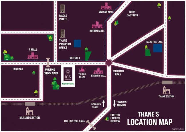 Kashish Park Iris Teen Hath Naka - Location Map