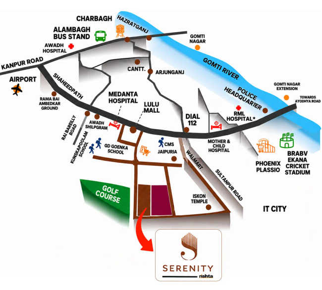 Rishita Serenity Sushant Golf City - Location Map