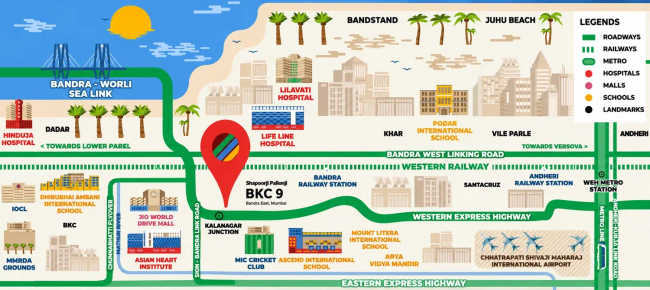 Shapoorji BKC 9 Bandra - Location Map