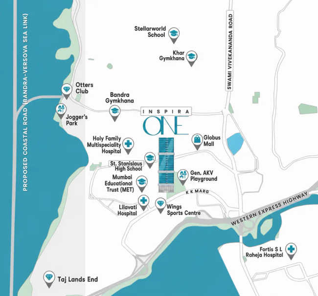 Inspira One Bandra - Location Map