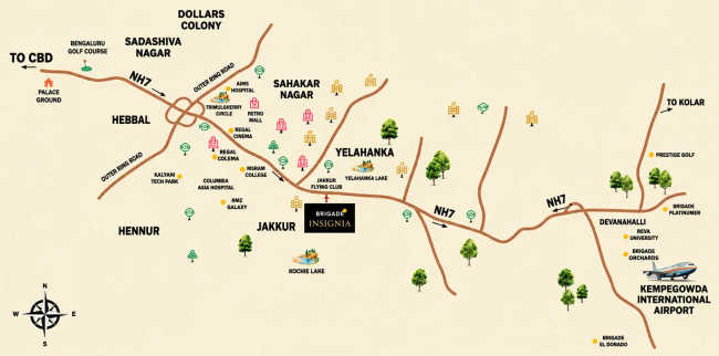 Brigade Insignia Yelahanka - Location Map