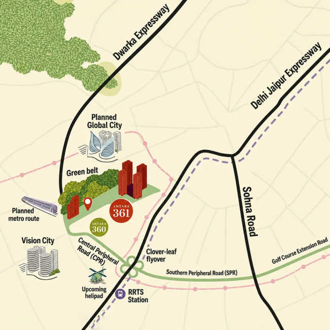 Max Estate 361 Sector 36A - Location Map