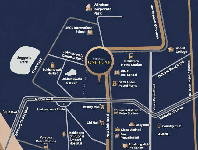 Veena One Luxe Andheri - Location Map