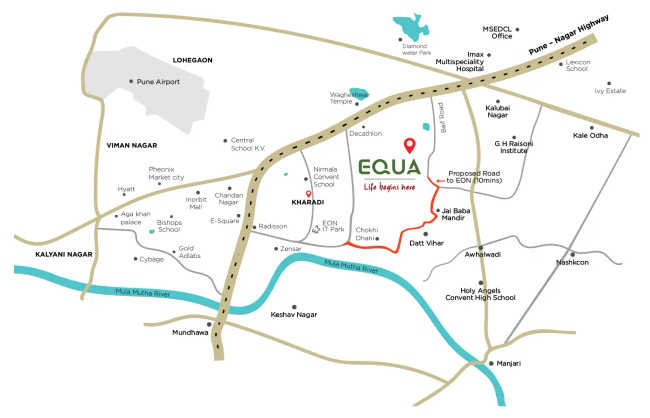 Kolte Patil Equa Wagholi - Location Map