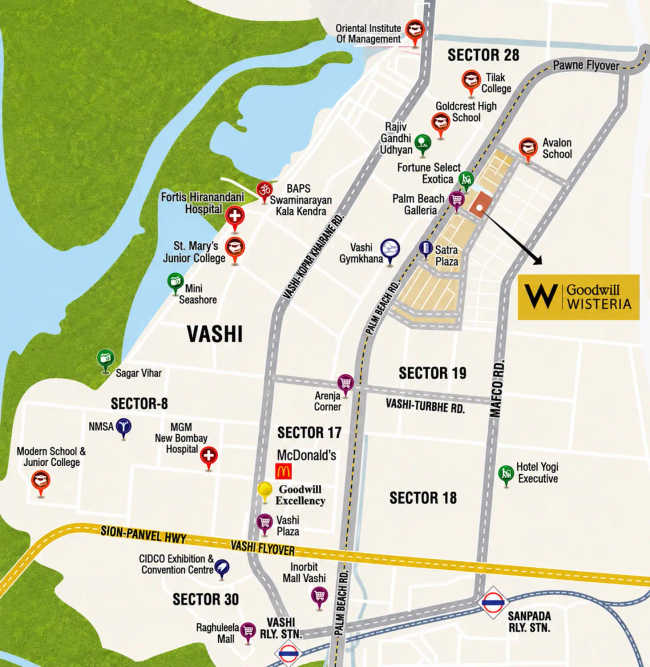 Goodwill Wisteria Vashi - Location Map