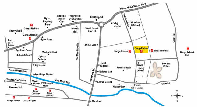 Ganga Platino Kharadi - Location Map