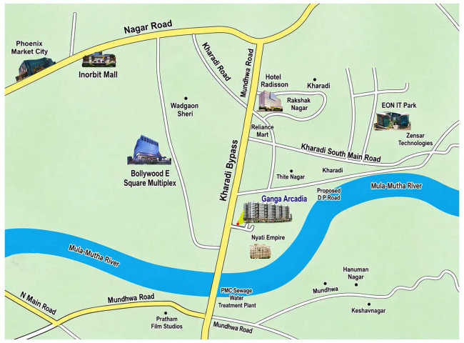 Ganga Arcadia Kharadi - Location Map