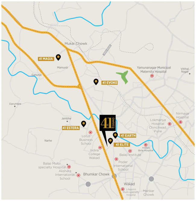 Krisala 41 Cosmo Tathawade - Location Map